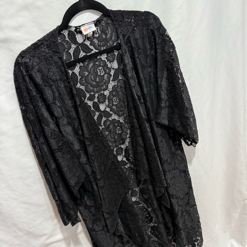 LuLaRoe Black‎ Lace Kimono Duster Cardigan Large Festival Whimsigoth Lingerie - Picture 3 of 14